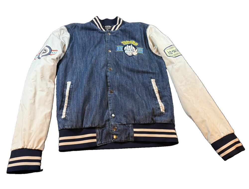 My Neighbor Totoro Studio Ghibli VarsityJacket XS Denim Embroidered Our Universe